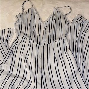 Black and White Striped Jumpsuit